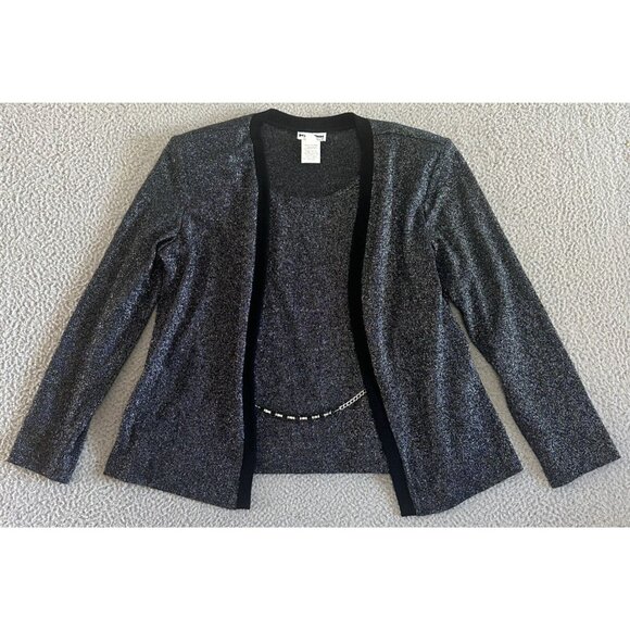 Vintage Metallic Silver Blazer Jacket Built in Top Evening Party 90s - Picture 1 of 16